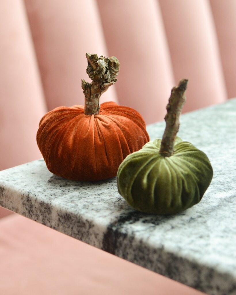 Halloween DIY velvet pumpkins