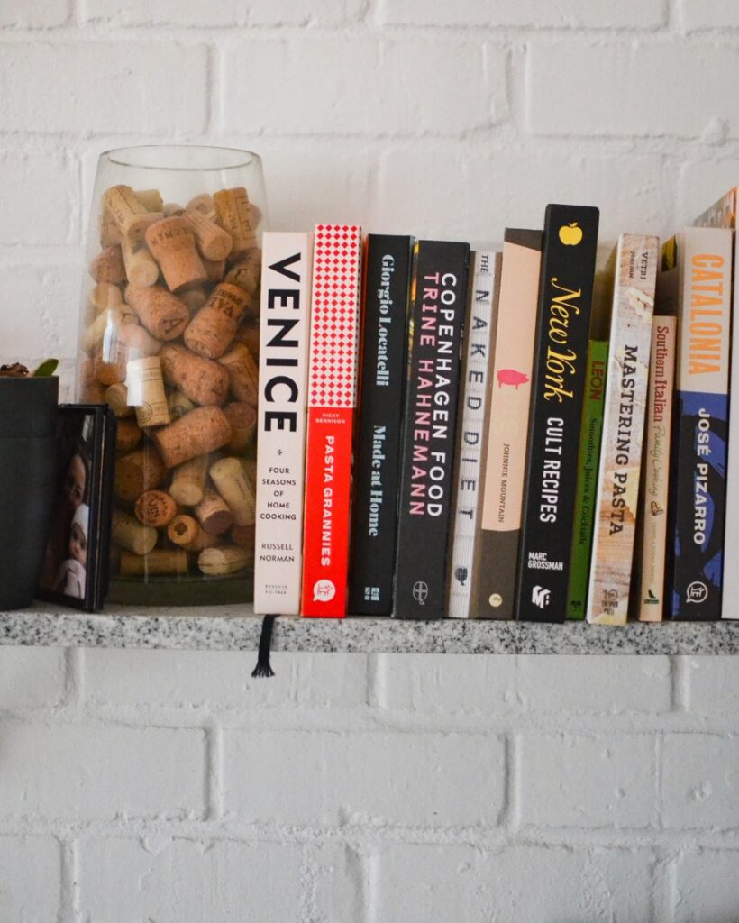 Cookbooks on a shelf