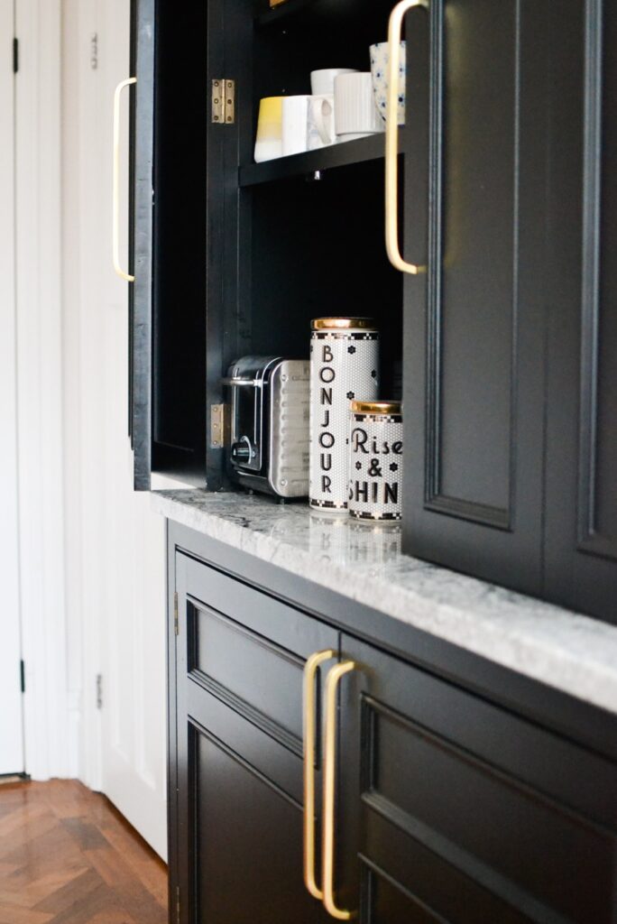 Harvey Jones kitchen pantry cupboard in Farrow and Ball Railings